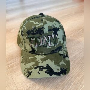 NWOT NEW FDNY Digital Camo Baseball Hat Adjustable Velcro Cap Army Green